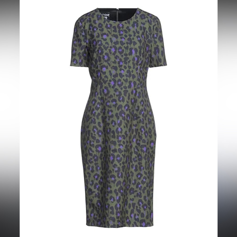 Boutique Moschino Green Leopard Pencil Dress